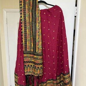 Elegant Maroon and Black Lehenga